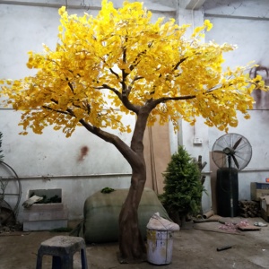 Cây bạch quả cảnh quan cây nhân tạo trang trí mô phỏng màu vàng đỏ với các tính năng được nhắm mục tiêu - Product Image 1