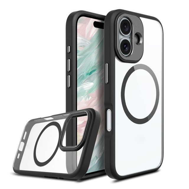 NEW PC TPU Magnetic Phone Case With Metal Keying Clear Custom Cover for iPhone 16 Pro Max With Metal Ring Shockproof Cover