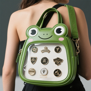 De bang thấp moq tùy chỉnh chất lượng cao DIY unisex hoàn toàn cá nhân thiết kế da rõ ràng Crossbody ếch ITA Túi ba lô - Product Image 3