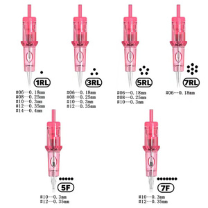 Ambition 20Pcs/box <strong>Pink</strong> 1RL 3RL 5RL 7RL 5F 7F Eyebrow Eyeliner Lips Disposable Tattoo Cartridges <strong>Needles</strong> for Permanent Makeup - Product Image 4
