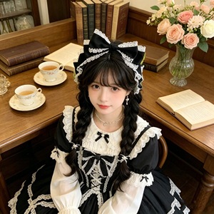 Multi-colored handmade Lolita <b>bow</b> KC headband lolita hair accessory headpiece all-cotton lace head buckle girl outfit - Product Image 1