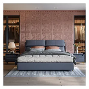 थोक नए वास्तविक चमड़े के बिस्तर डबल मास्टर बेडरूम आधुनिक सरल कछुट असलवाला बिस्तर 1.8 मीटर हल्का लक्जरी आधुनिक बिस्तर