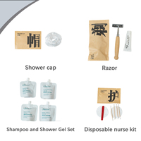 Kit d'articles de toilette jetables de luxe pour hôtels, pantoufles en lin, kit de produits de toilette en papier kraft écologique, logo personnalisé, respectueux de l'environnement