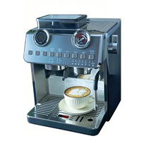 Mesin Kopi Espresso Stainless Steel Komersial dengan Penggiling Terintegrasi, Dual Boiler, dan Steam Wand untuk Kedai Kopi
