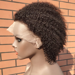 Perruque en <span class=keywords><strong>cheveux</strong></span> humains en gros, perruque courte de style bob, coupe pixie, perruque à dentelle frontale 13X1, afro bouclé crépu, <span class=keywords><strong>cheveux</strong></span> humains brésiliens pour femmes noires - Product Image 1