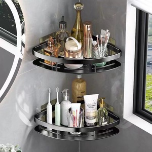 Bathroom <b>Shelf</b> Wall Mounted 3 Tier Circular No Drill Aluminum Storage <b>Corner</b> Rack - Product Image 1