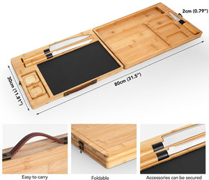 Lớn charcuterie bít tết nướng <span class=keywords><strong>Board</strong></span> Slate phục vụ tấm có thể gập lại tre cắt pho mát <span class=keywords><strong>Board</strong></span> Set với dao - Product Image 3