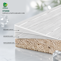 Panneau de particules E0 Jinbase XT2058 moderne blanc gris grain de bois placage bois pour armoires, penderies et meubles d'intérieur