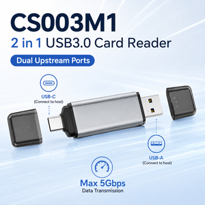 Lecteur de cartes externe USB-C et USB-A double interface 2-en-1 avec prise en charge <span class=keywords><strong>SD</strong></span>/TF/3.0 à 5 Gbit/s, boîtier en aluminium, 2 emplacements pour cartes - Product Image 1