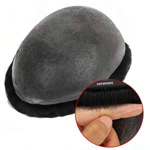 TOPUNIQUE TUS01 Peruca Frontal de Renda com Pele Fina e Invisível 100% Cabelo Humano Real, Sistema de Reposição Capilar Não Cirúrgico para Problemas de Calvície Masculina - Product Image 1