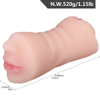 HXR Portable Dual Channel TPE Waterproof Sex Toy Handheld Realistic Aircraft Cup Male Masturbation Stimulator -BJD-B048