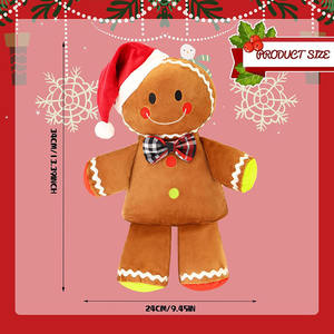 8561 2026 Nuevo Diseño de Juguete de Peluche de Jengibre Navideño con Mejillas Rojas y Gorro de Santa Claus, Muñecos de Peluche Suaves para Abrazar, Regalos de Navidad para Niños - Product Image 4