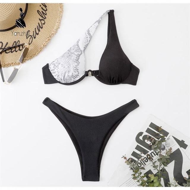 YZ in Stock 9 Colors Ribbed Textured Cheeky Underwire Two Piece Women Brazilian Bikini Swimwear