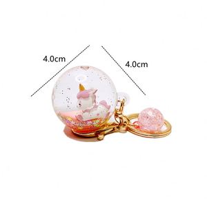 Crystal Ball Unicorn <b>Key</b> <b>Ring</b> Cute Round Shape Car Pendant Liquid Quicksand Keychain Delicate Generous Keychain for Gift - Product Image 6
