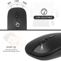 Mouse Nirkabel Mini Ultra-Tipis Bt Tanpa Suara untuk Laptop PC Keyboard Mode Tunggal Baterai Mouse Senyap Nirkabel untuk Pelajar Kantor