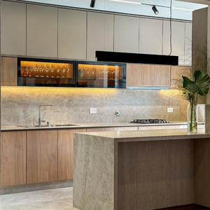 Set Completo di Mobili da <span class=keywords><strong>Cucina</strong></span> Personalizzati con Isola, <span class=keywords><strong>Cucina</strong></span> a L con Armadi a Parete, Base e Isola - Product Image 2