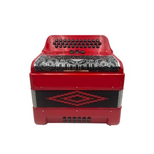 Fisarmonica Professionale SEASOUND JB3412C Rossa, 34 Tasti, 12 Bassi, 3 Registri, Diatonica, Copertura in Celluloide, Portatile, Griglia Nera e Argento - Product Image 3