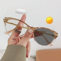 Lunettes de Lecture Photochromiques en Plastique Métallique Œil de Chat Anti-Reflets Anti-Lumière Bleue pour Filles et Femmes