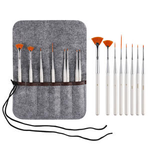 SINOART Ensemble de 8 pinceaux d'artiste pour les détails avec un porte-pinceaux en <span class=keywords><strong>feutre</strong></span> pour la peinture à l'huile, l'<span class=keywords><strong>acrylique</strong></span> et l'aquarelle - Product Image 1