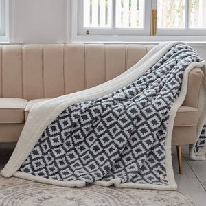 Manta Jacquard Sherpa, manta de cama acogedora <span class=keywords><strong>y</strong></span> esponjosa, manta de lana de felpa de doble capa súper suave <span class=keywords><strong>y</strong></span> cálida para sofá, cama, sofá - Product Image 6