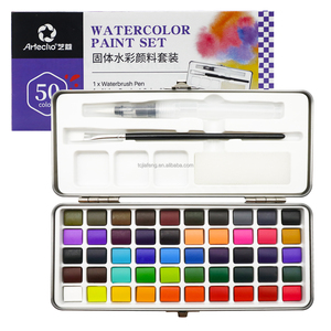 Juego de Pinturas de Acuarela Sólida Artecho de 50 Colores para Papel, Lienzo y Vidrio con Pincel Incluido - Product Image 2