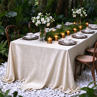 Nappe de table en polyester jacquard de luxe, lavable, infroissable, résistante à la chaleur, réutilisable, motif floral, pour mariage, banquet, fête