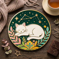 Badge métallique personnalisé en émail souple pour constellations, étoiles, feuilles, paillettes, impression UV, moulage 3D, doré, moulage publicitaire