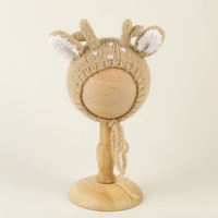 Chapeau de renne de Noël tricoté à la main, adorable bonnet de Père Noël, ensemble barboteuse pour accessoires de photographie nouveau-né