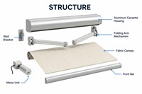 Auvent en aluminium économique et luxueux pour piscine et balcon, installation facile, télécommande, protection solaire intelligente, imperméable
