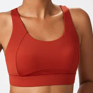 activo tops bra Suppliers-Sujetador de compresión elástico y suave para mujer, sostén para correr con almohadillas integradas
