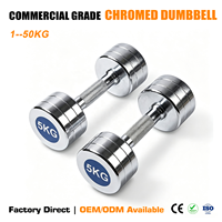 TOPTONS Mancuernas Cromadas al por Mayor con Núcleo de Acero Sólido y Agarre Cromado Moleteado de 1-50 KG OEM ODM para Levantamiento de Pesas