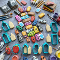 Ensemble de moules à biscuits et pâte à modeler en plastique moulé par injection, thème rentrée scolaire, avec glaçage royal pour la pâtisserie des enfants
