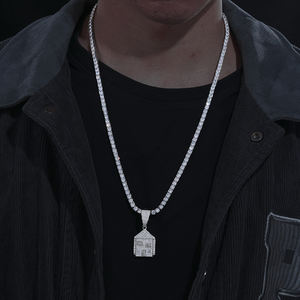 Prêt à expédier 2024 Offre Spéciale 925 argent Sterling VVS Moissanite diamant vente en gros glacé petite maison pendentif - Product Image 5