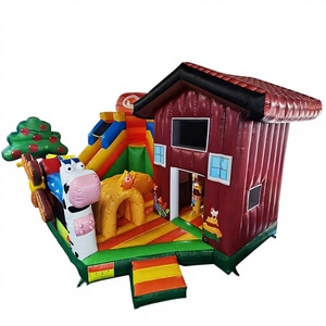 Chateau gonflable big red barn bouncy <b>castle</b> with slide commercial inflatable farm <b>bounce</b> house combo - Product Image 1