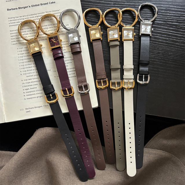 Women's Minimalist Square Watch  Large Ring Design  Genuine Leather Strap  Fashion Quartz Wristwatch