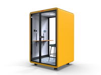 Cabine de réunion acoustique moderne en acier OMNI avec ventilation d'air frais, design insonorisé, bureau intégré, éclairage LED, garantie de 2 ans