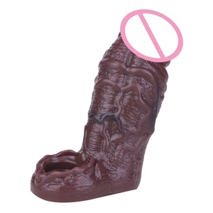 Funda de silicona realista SXXY con anillo para pene, extensor de dildo negro, juguete sexual hueco realista para hombres al por mayor - Product Image 3