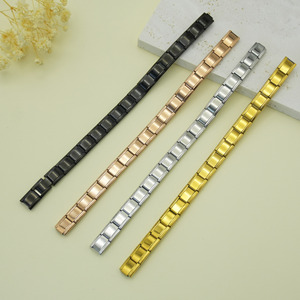 Bracciale Modulare Unisex con Catena Elastica Quadrata in Acciaio Placcato Oro, Gioiello Fai-da-Te, Regalo, Produzione Diretta, Pronta Consegna - Product Image 1