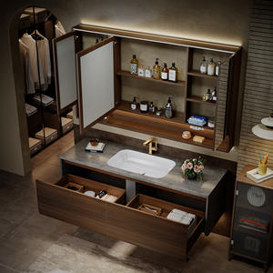 Sink <strong>Bathroom</strong> Vanity - Solid Wood <strong>Bathroom</strong> Vanity with Smart Defog <strong>Mirror</strong> <strong>Cabinet</strong> and Light, Floating Double Sink <strong>Cabinet</strong> - Product Image 3