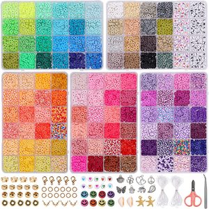 Ensemble de perles en argile polymère avec breloques lettres et émoticônes pour la création de bijoux DIY, kit de loisirs créatifs, 120 couleurs assorties, perles rondes pour enfants - Product Image 2