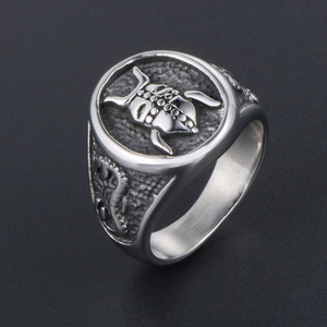Men's <b>Titanium</b> Steel <b>Ring</b> Insect Pattern Retro Design SA988 Gift Jewelry - Product Image 2