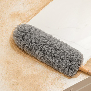 Plumeau électrostatique avec manche extensible pour le nettoyage domestique, tête en microfibre grise - Product Image 1