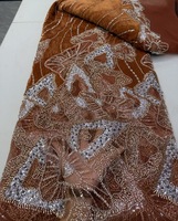 Dentelle française en velours de haute qualité avec broderie, paillettes et perles, tissu de dentelle de luxe pour robe de soirée pour femme