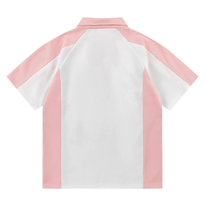 Streetwear Y2K camisetas de gran tamaño hombres media cremallera empalme Hip Hop camiseta Tops verano camisetas sueltas - Product Image 5