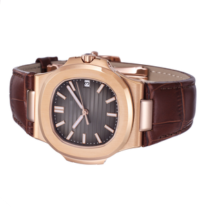 Reloj automático de lujo para hombre, caja de acero inoxidable en oro rosa, esfera degradada en marrón <span class=keywords><strong>chocolate</strong></span>, reloj de pulsera mecánico con cristal de zafiro - Product Image 3