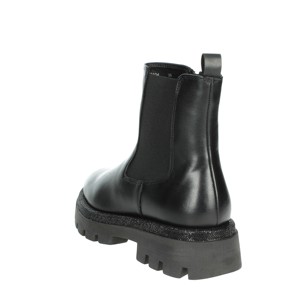 Stivaletti neri K-10104 da donna con lacci e stile Chelsea stile Cowboy autunno/inverno cotone termico stivaletti piatti in PU - Product Image 2