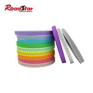 Pita tali kekang nilon reflektif, pita lebar 1.2 cm, anyaman reflektif, warna-warni, dengan pita reflektif untuk sabuk tali hewan peliharaan