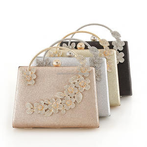 High Quality Satin Square Pattern Eco-Friendly Chain Strap Fashion Shiny Bridal Evening <b>Clutches</b> - Product Image 2