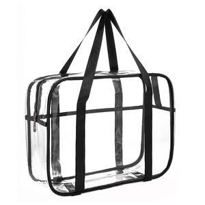 Bolsa de Maquillaje Transparente Impermeable de PVC Grande, Bolsa de Cosméticos Portátil de Vinilo con Asa - Product Image 1