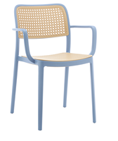 Fauteuil en plastique PP avec assise et dossier effet rotin, chaise d'appoint empilable pour extérieur, patio, café, restaurant